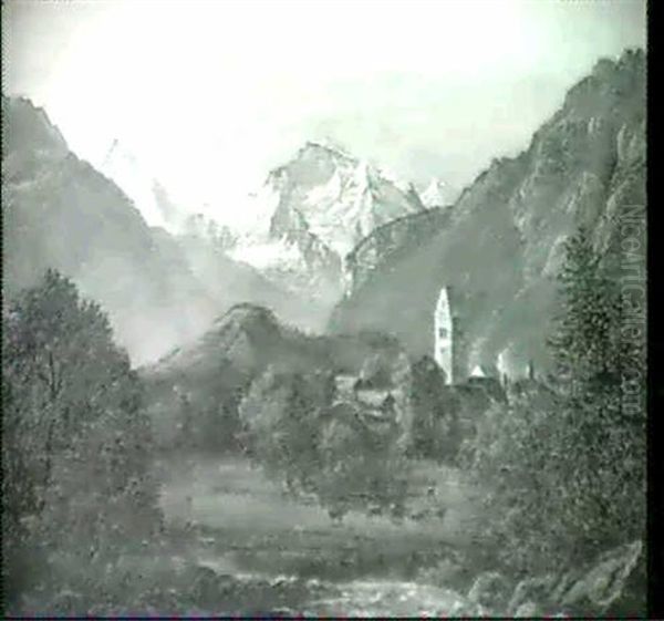 Partie Aus Dem Berner Oberland Oil Painting by Ludwig Sckell