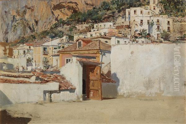 Paesaggio Di Amalfi Oil Painting by Pietro Scoppetta