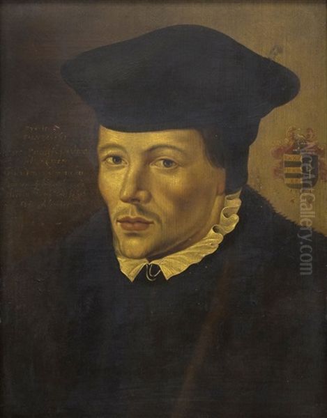 Retrato Del Pastor Eylard Dircksz Van Waterland (1530-1573) Con Su Escudo De Armas Oil Painting by Jan Van Scorel