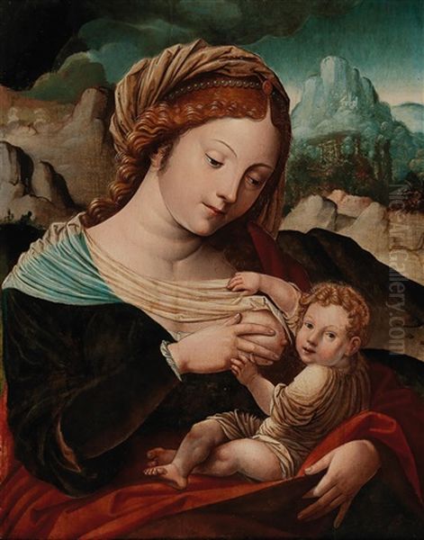 The Madonna Lactans Oil Painting by Jan Van Scorel