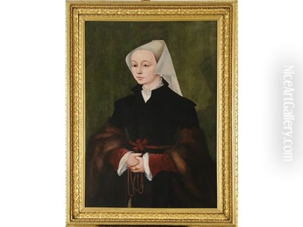 Portrait Of A Lady, Probably Elizabeth Hope Oil Painting by Jan Van Scorel