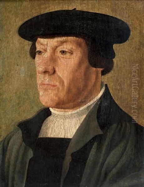 Portrait D'homme Au Beret Oil Painting by Jan Van Scorel