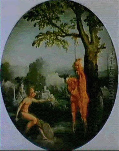 Apollon Et Marsyas Oil Painting by Jan Van Scorel