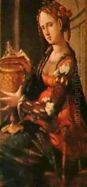 Dame Mit Einem Vergoldeten Pokal (pandore) Oil Painting by Jan Van Scorel