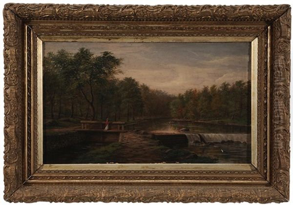 Looking Up The Brandywine - Third Dam Oil Painting by Alfred T. Scott