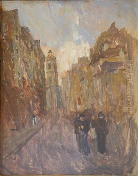 Rue De Paris (2 Works) Oil Painting by Edwin Scott