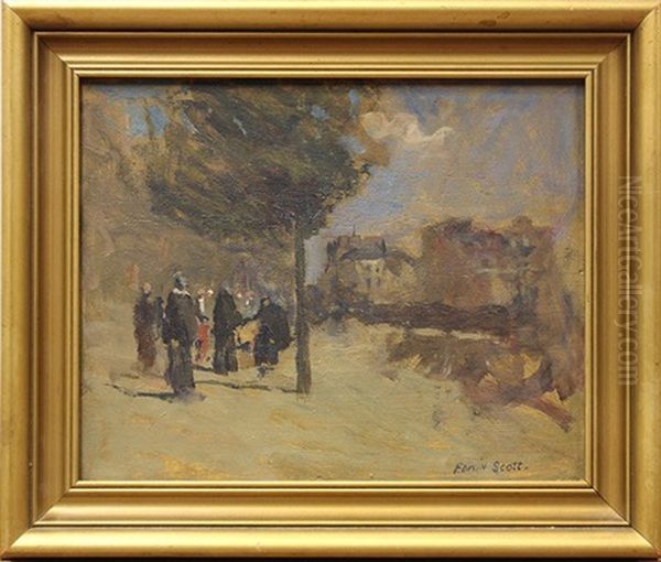 Parisian Street Scene Oil Painting by Edwin Scott