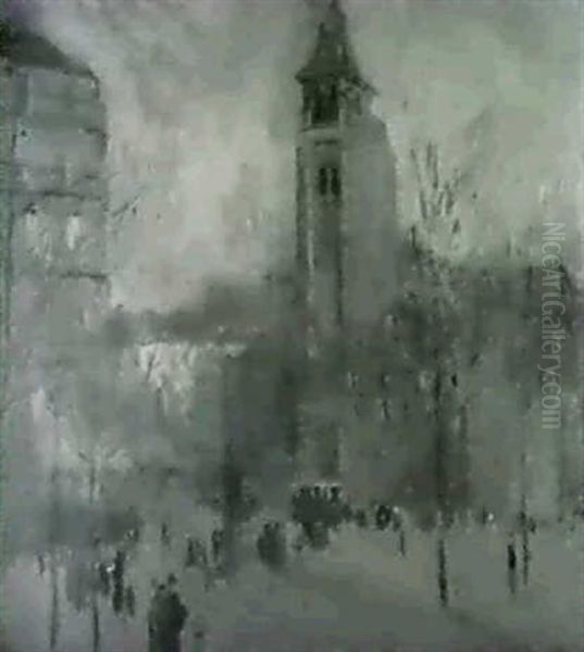 St. Germain-des-pres, Paris Oil Painting by Frank Edwin Scott