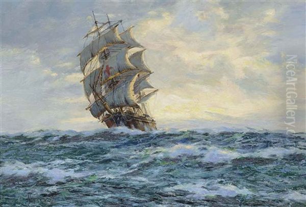 The Yankee Packet Dreadnought, Early Morning, North Atlantic Oil Painting by Henri Louis Scott