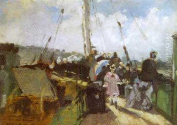 On Board The Passenger Ship Oil Painting by Henri Louis Scott