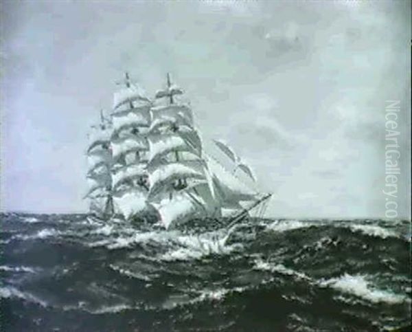 The Ship Thomas Steven In The Open Sea by Henri Louis Scott