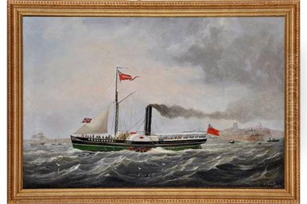 The Paddle Steamer Providence Off Tynemouth Oil Painting by John Scott