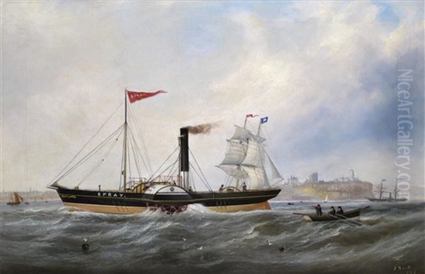 The Wooden Hulled Tug Spray Off Tynemouth, North Shields by John Scott