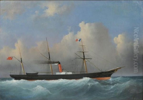 Navire Francais En Pleine Mer Oil Painting by John Scott