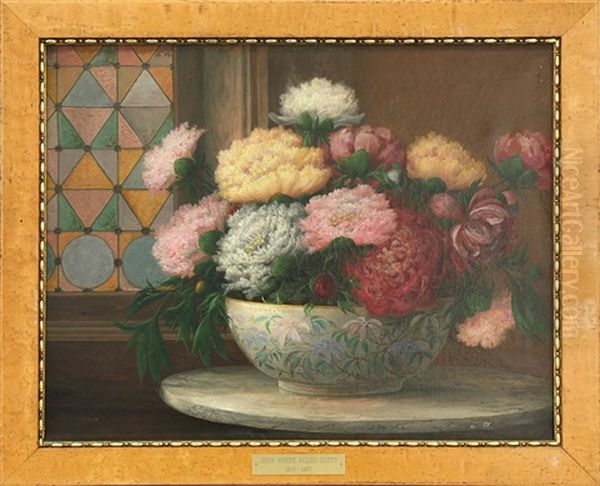 Peonies In A Bowl Oil Painting by John White Allen Scott