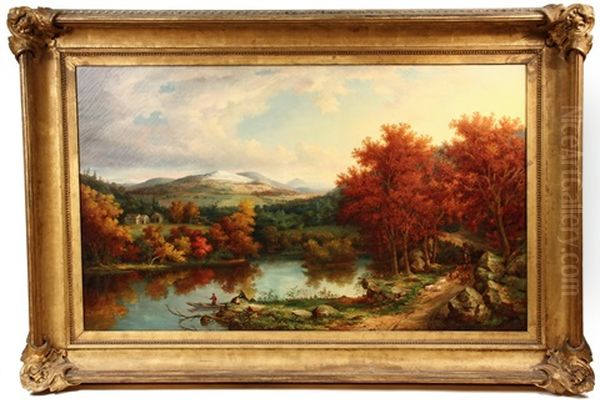 View Of The White Mountains Of New Hampshire Oil Painting by John White Allen Scott