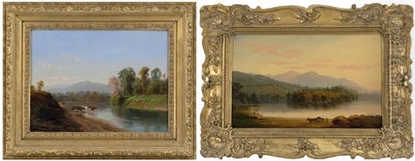 Landscapes (2 Works) Oil Painting by John White Allen Scott