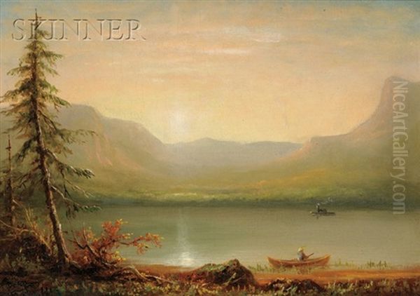 Lake View At Sunset Oil Painting by John White Allen Scott