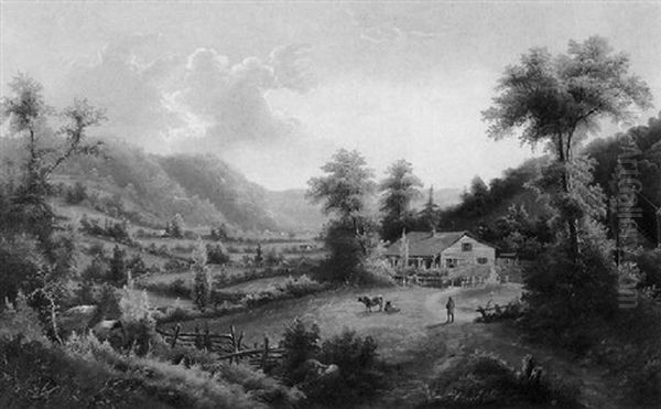 Farm In The White Mountains Oil Painting by John White Allen Scott