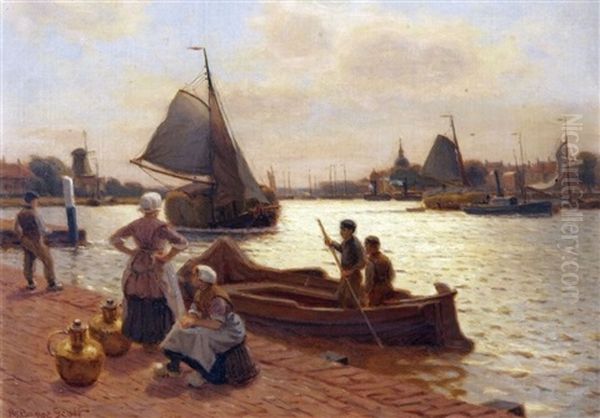 The River At Dordrecht Oil Painting by Robert Bagge Scott