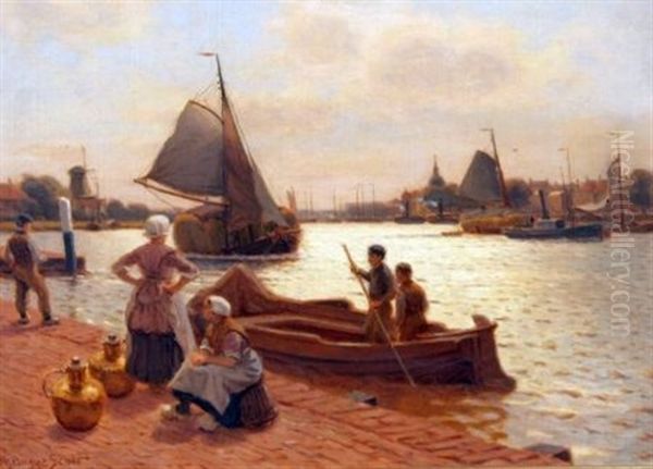 The River At Dordrecht Oil Painting by Robert Bagge Scott