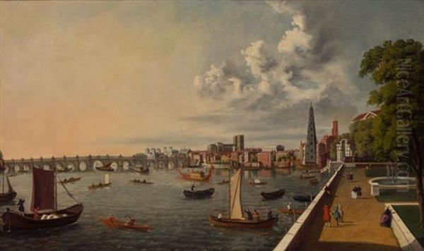 London: The Thames From Somerset House Terrace Towards Westminster Oil Painting by Samuel Scott