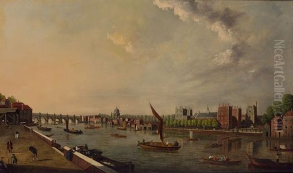 The Thames At Lambeth Oil Painting by Samuel Scott