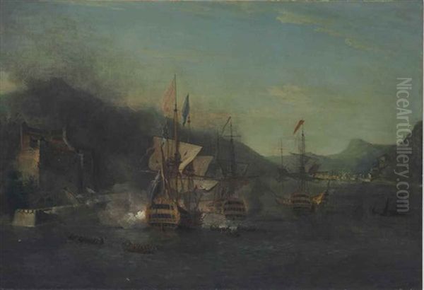 The Battle Of Porto Bello Oil Painting by Samuel Scott