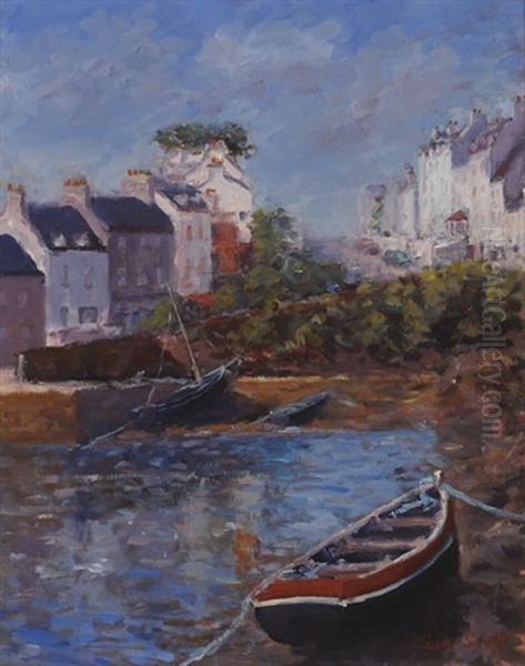 Low Tide, Roundstone Oil Painting by Tom Scott