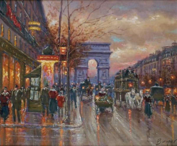 Paris, Les Champs-elysees Oil Painting by Emile Boyer