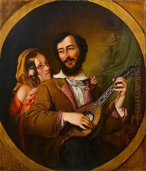 The Troubadour Oil Painting by Mikhail Ivanovich Scotti