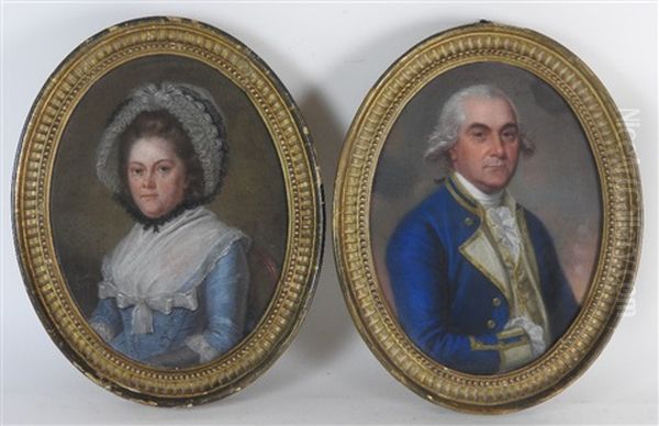 A Pair Of Portraits Of A Brother And Sister Oil Painting by James Scouler