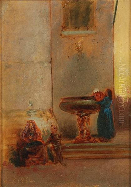 Figure In Un Interno Oil Painting by Luigi Scrosati