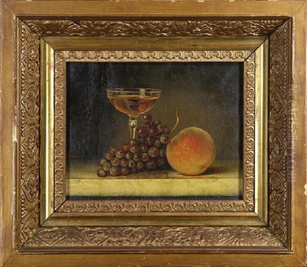 Still Life Fruit And Wine Oil Painting by James Long Scudder