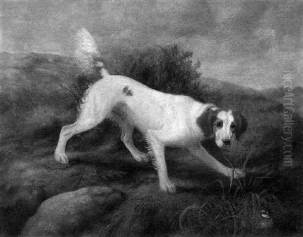 Setter In A Landscape Oil Painting by James Long Scudder