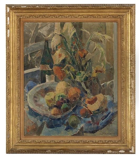 Still Life Of Flowers And Fruit Oil Painting by Elliott Seabrooke