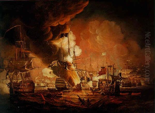 The Battle Of The Nile Oil Painting by Charles Henry Seaforth