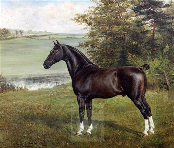 A Black Hunter In A Landscape 'mckinley 6475' Oil Painting by Allen Culpepper Sealy