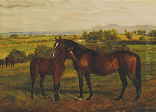 Morganette And Foal Oil Painting by Allen Culpepper Sealy