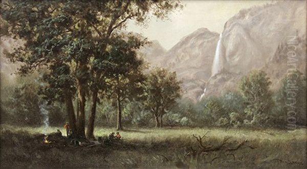 Camping Near Bridal Veil Falls, Yosemite Oil Painting by Benjamin Willard Sears