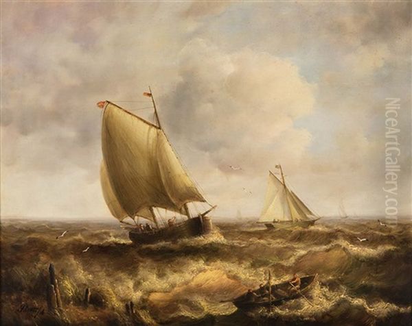 Marine Scene Of Turbulent Waters Oil Painting by Francis Sears