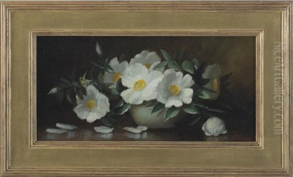 White Roses Oil Painting by George W. Seavey