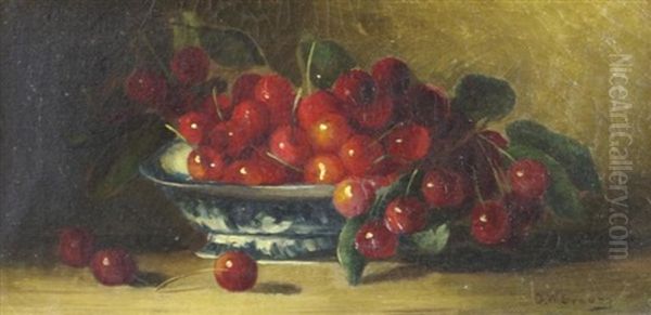 A Bowl Of Cherries Oil Painting by George W. Seavey