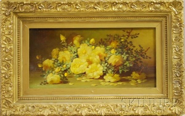 Still Life Of Yellow Roses Oil Painting by George W. Seavey