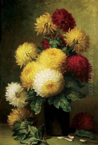 A Floral Still Life Oil Painting by George W. Seavey