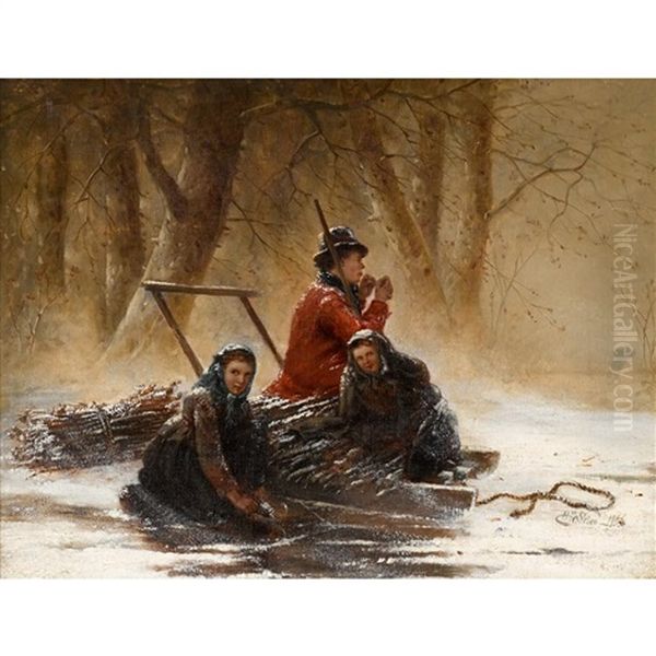 Gathering Wood Oil Painting by Henri van Seben