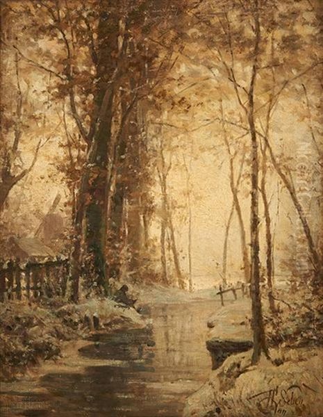 Paysage Enneige Oil Painting by Henri van Seben