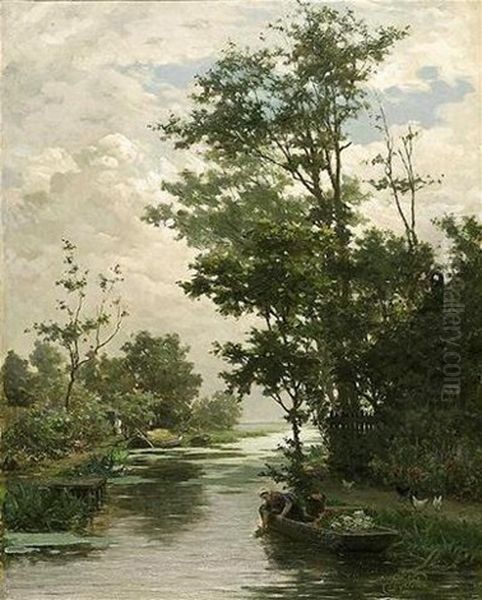 Lavandieres Le Long D'une Riviere Oil Painting by Henri van Seben