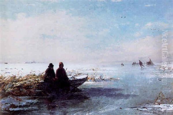 Promenade Romantique Hivernale Oil Painting by Henri van Seben