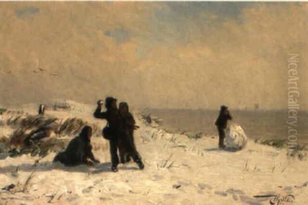 Schneeballspiel Auf Den Dunen Oil Painting by Henri van Seben